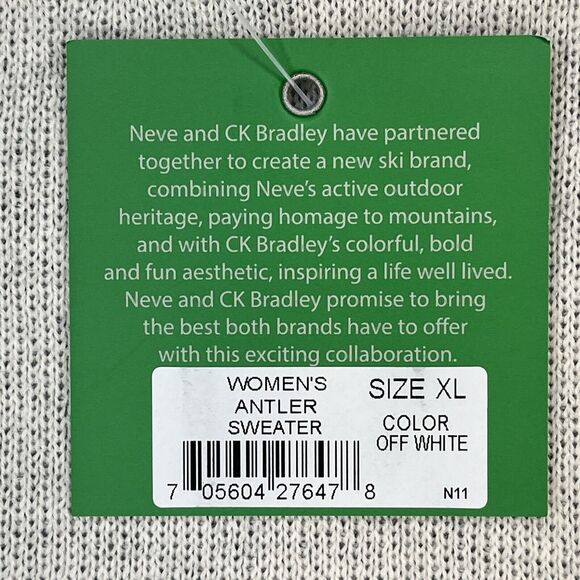 NWT Neve by CK Bradley Wool Sweater Off White Antlers Holiday Apres Women’s XL - Picture 5 of 6